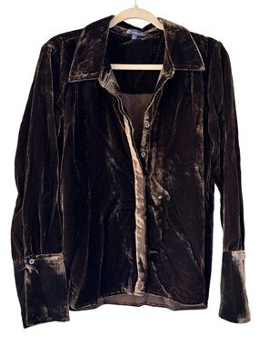 NWT Democracy brown crushed velvet top size PL